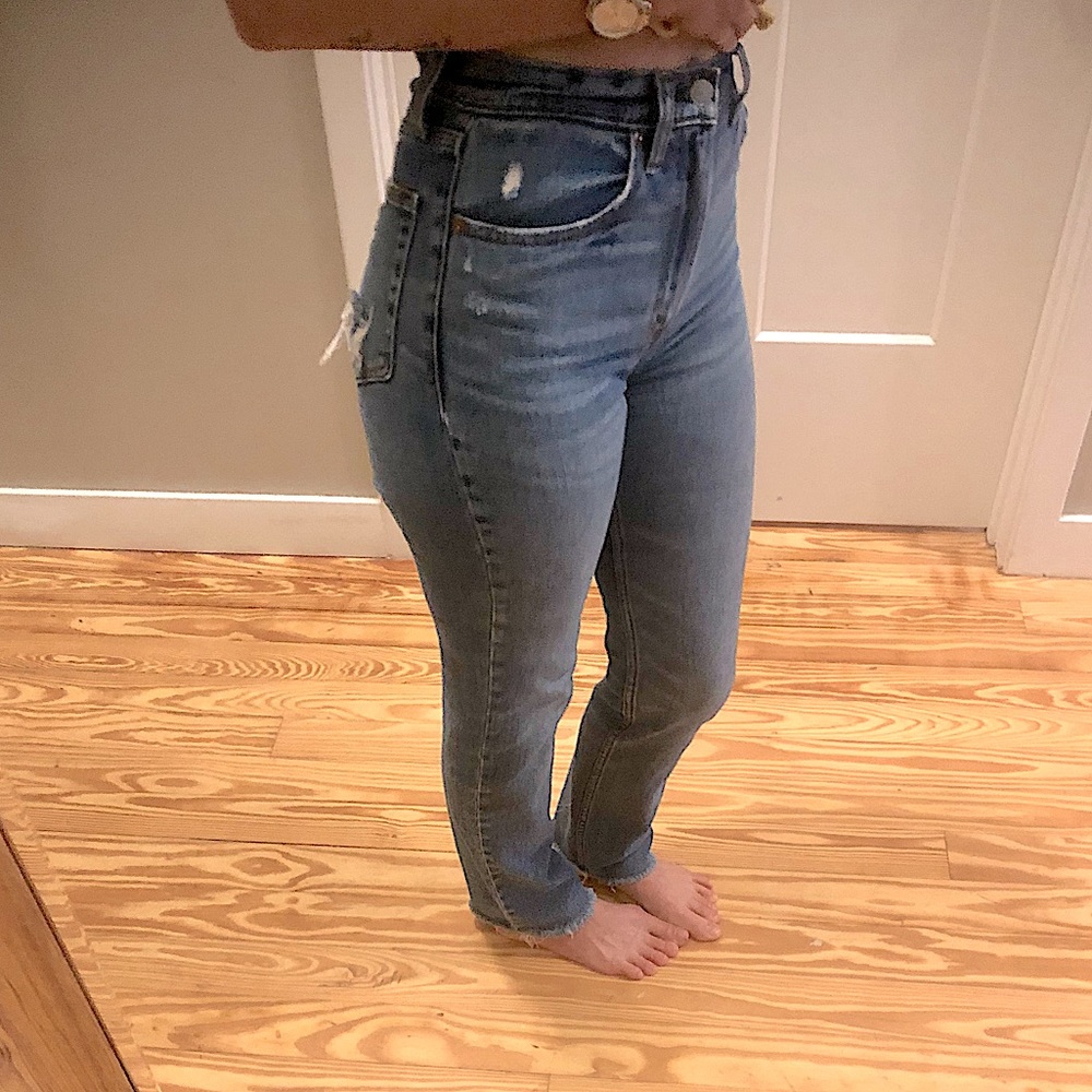 Abercrombie & Fitch super high rise straight leg jeans